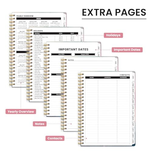 2026 Planner, Aesthetic Weekly and Monthly Planner for Women, Jan 2026 to Dec 2026, Hardcover 2026 Calendar Book with Monthly Tabs, Inner Pocket, Perfect for Office Home School - A5 (6.3" x 8.5"), Sunset 5