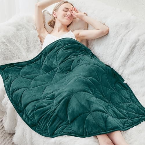 Weighted Lap Blanket 7 lbs for Adults, Luxury Soft Small Weighted Blanket, Compact Portable Weighted Lap Pad for Relaxation, Sleeping, Travel, All-Season Use, Forest Green, 40" x 52" 6