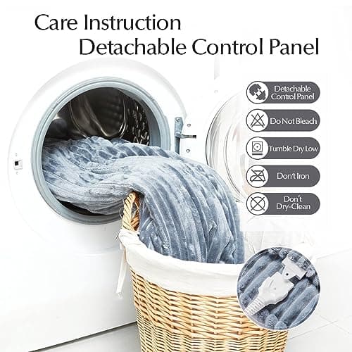 SNUGSUN Heated Blanket Throw Size, Soft and Cozy Electric Heating Blanket for Bed, Automatic Safety System 6 Heating Levels & 4 Hours Auto-Off, 50" x 60" Dark Grey 8