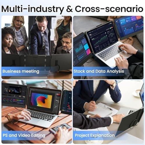 BOSII Laptop Screen Extender Monitor - 14 Inch Triple IPS FHD 1080P HDMI/USB-A/Type-C Extended Portable Monitor for Laptops (Maximum Length: 15.74") Compatible with Windows Mac Travel Work 6