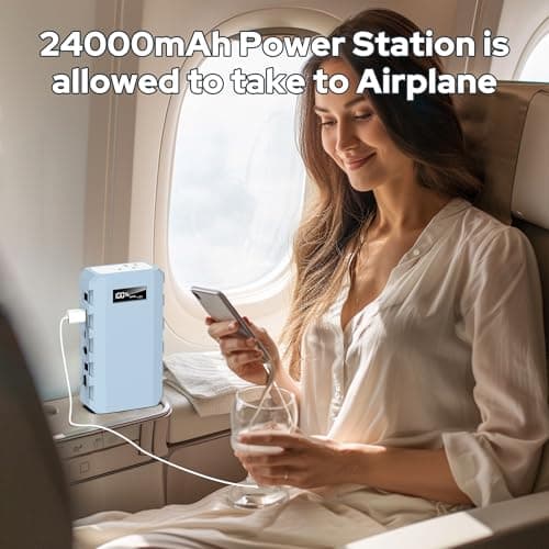 SinKeu 24000mAh Portable Charger Power Bank, 88Wh Portable Power Bank with AC Outlet, QC 3.0 USB/USB-C, DC Output, Led Flashlight, Portable Battery Charger for Home Camping Travel Power Backup 9