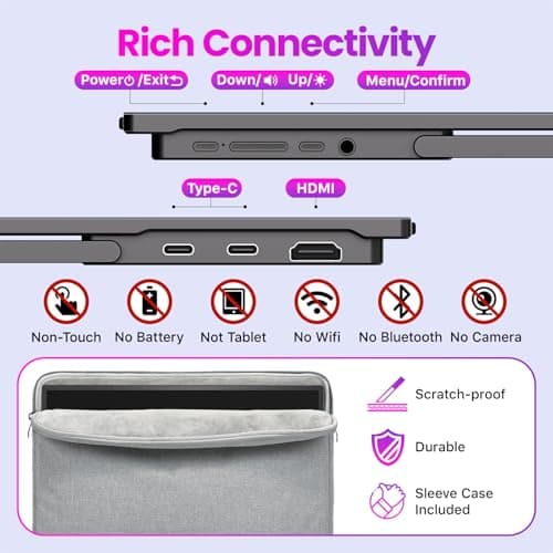 Upperizon Portable Monitor 16 inch 2K QHD 2560X1600 145% sRGB 144 Hz HDR HDMI USB-C Travel Monitor for Laptop MacBook PC Surface PS5 Xbox, External Display with Kickstand & Speakers, VESA Compatible 6