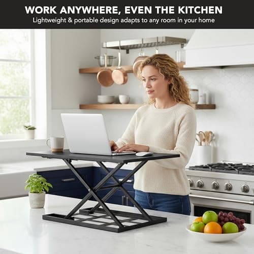 Mount-It! Standing Desk Converter 32" x 22" – Sit Stand Desk Riser with Gas Spring Lift, Slim 2.5" Low Profile, Height Adjustable Desktop Workstation, Preassembled Sit-Stand Solution for Home & Office 7