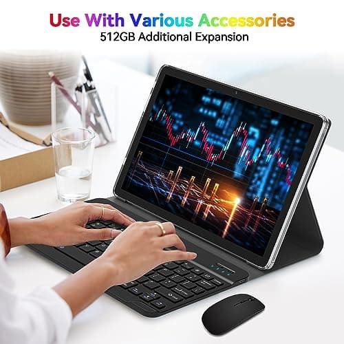 Latest 2025 Android 13 Tablet, 128GB+16(8+8 Expand)GB/512GB Expandable, Octa-Core Tablet with 5G WiFi, 8000mAh Battery, 10.1 inch Tableta with 21MP Camera, Tableta with Keyboard, Bluetooth,Mouse, Case 7