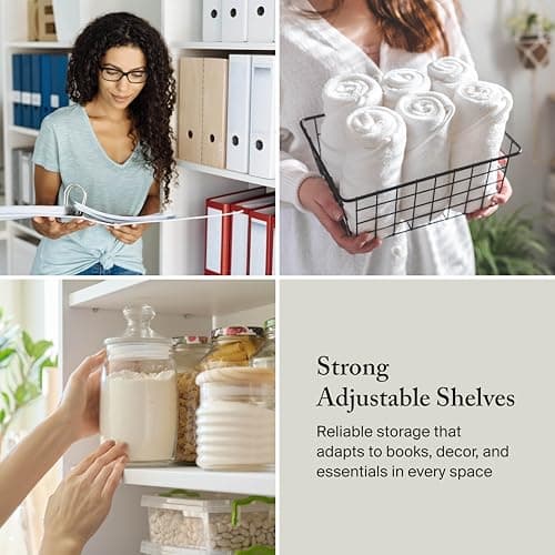 Bush Home Salinas 5 Shelf Bookcase in Vintage Black, Tall Bookshelf, Large Book Shelf for Living Room, Home Office, or Entryway 5