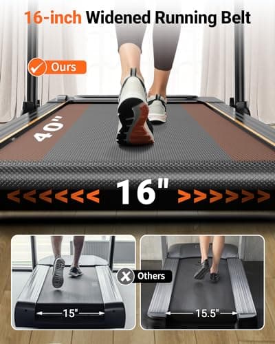 THERUN Walking Pad, 2 in 1 Foldable Treadmills for Home, 2.5HP Under Desk with Handle Bar, 16" Widened Running Belt, with Remote Control 7