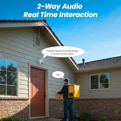 2K Cameras for Home Security-2.4G WiFi Outdoor Camera Wireless Solar/Battery Powered with solar panel, 360° Viewing, AI Human Detection, Color Night Vision, with SD Storage, Works with Alexa(2 Pack) 5