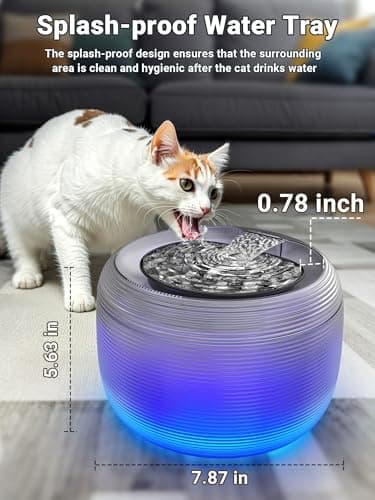 Kastty 3.5L Quiet Cat Water Fountain,118oz Large Capacity Pet Water Fountain for Cats Indoor with Water Level LED Light, Easy Cleaning Cat Fountains for Drinking Automatic Dog Water Fountain FS75 7