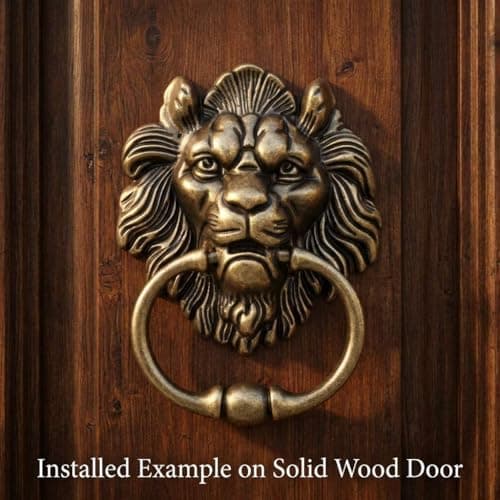 QWORK Antique Lion Head Bronze Door Knocker - Classic Vintage Design 5