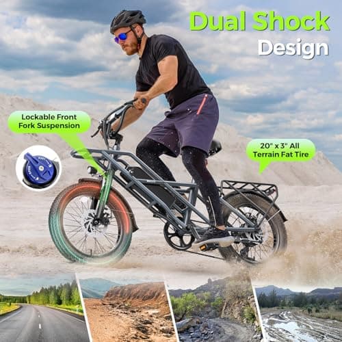 Fat Tire Electric Bike for Adults 20" Ebike 1800W Motor E Bike 28 MPH Electric Bicycle 90 Miles Long Range 7 Speed Commuter Ebikes with 48V Removable Battery Front Fork Suspension (White) 5