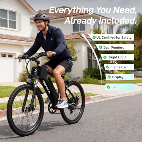 Hoverfly OUREA 26" Electric Bike for Adults, 750W Peak Motor Mountain Ebike, 20MPH Up to 40 Miles, UL2849 Certified, 7-Speed, Removable Battery, Shock Absorber, Fat Tire Commuter E-Bike 6