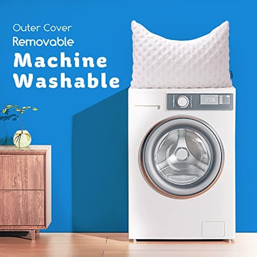 KUCEY Cooling Side Sleeper Pillow for Neck and Shoulder Pain, Luxury Shredded Memory Foam Curved Bed Pillows for Sleeping Set of 1- Adjustable Queen Size- Washable Cover Crescent White 7