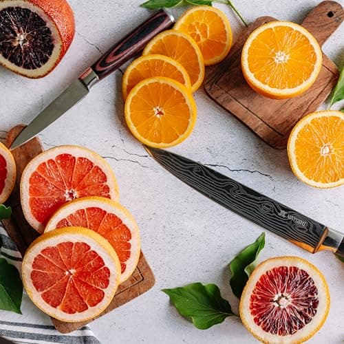 Yatoshi 15 Piece Classic Knife Block Set - Pro Kitchen Knife Set Ultra Sharp High Carbon Stainless Steel with Ergonomic Handle, Brown 9