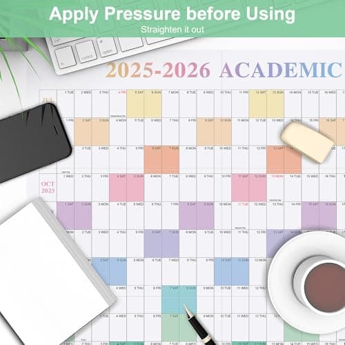 24" x 36" Exellewis 2025-2026 Academic Wall Calendar, July 2025 to June 2026, Folded Large Yearly Planner 12 Months, 2-Sided Reversible Horizontal/Vertical School Office Business Year Calendar 6