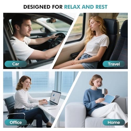 FIOGIKO Travel Neck Pillows for Airplanes - 360° Ergonomic Memory Foam Travel Pillow - Relief Neck Pain with Breathable Support for Long Flights, Car, Train & Office Use - Adults & Kids 7