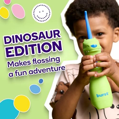 BURST Kids Water Flosser (Dinosaur) | Cordless & Rechargeable Water Flosser for Teeth | 3 Gentle Pressure Modes | Silicone Safety Tip | Braces-Friendly | Fun, Kid-Safe Design | 155mL Water Tank 6