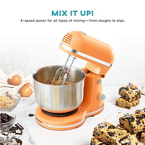 DASH Delish by DASH Compact Stand Mixer, 3.5 Quart with Beaters & Dough Hooks Included - Orange 2