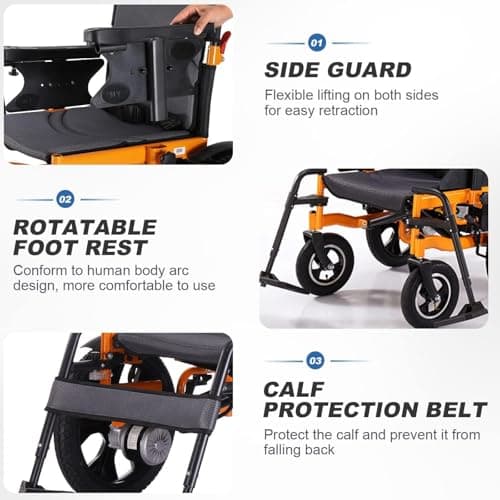 New Folding Electric Wheelchair for Adults, 16" Big Front Tires All Terrain Foldable Power Wheelchairs, Lightweight Portable Motorized Wheelchairs for Seniors, Support 330lbs, 19.7" Seat Width 9