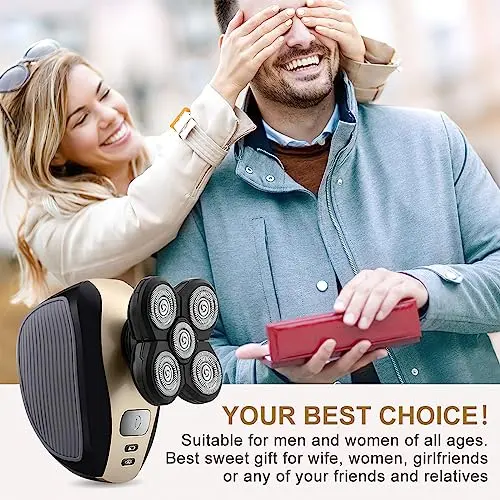 Bald Shavers for Men - Telfun Upgrade 5-in-1 Electric Head Shavers for Bald Men, 100% Waterproof Cordless Razor, Wet/Dry Shaving, 5 Dual Track Heads, Mess-Free Hair Capture 7