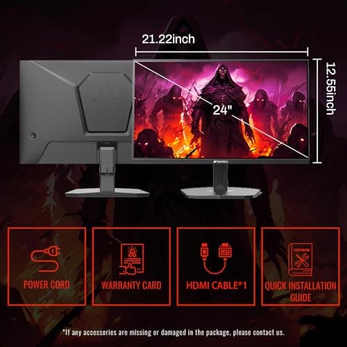 SANSUI 24 Inch Gaming Monitor 200Hz 180Hz 1Ms FreeSync HDR 110% sRGB FHD 1080P Computer Monitor HDMI DP Ports Eye Care Frameless VESA Mount Cable Management (ES-G24F4L HDMI Cable Included) 9