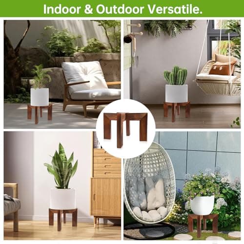 hismocal Wood Plant Stand Indoor/Outdoor for Plants, Large Size Planter Stand Holder,Sturdy and Stable Flower Pot Stand,Fits Most Size Flower Pots In Room(1 Pack) 6