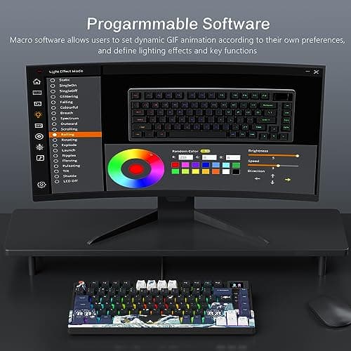 Womier SK80 75% Keyboard with Color Multimedia Display Mechanical Gaming Keyboard Creamy Sound, Wired Hot Swappable Gasket Mount RGB Custom Key Board, Pre-lubed Stabilizer for Mac/Win, Black Kanagawa 5