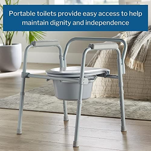 McKesson Folding Commode Chair with 7.5 qt Bucket, 350 lbs Weight Capacity, 13 1/2 in Seat Width, Adjustable Height, 1 Count 5
