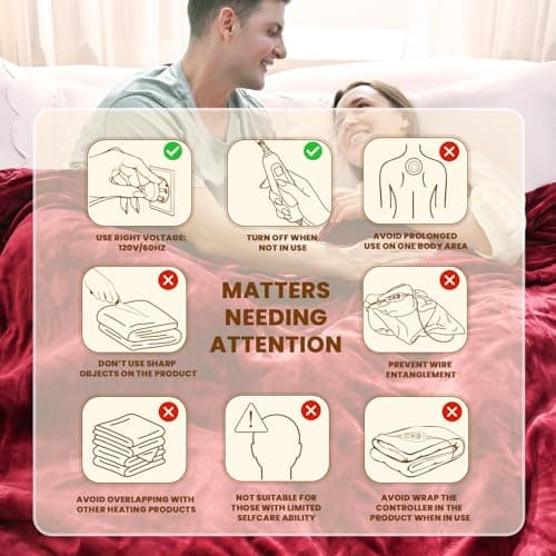 Bearhug Electric Blanket King Size 100x90 Inches, Heated Blanket with 10 Heat Settings & 0.5-12H Auto Shut-Off, Machine Washable Heating Blanket, Ultra-Soft Gift Idea for Christmas 8