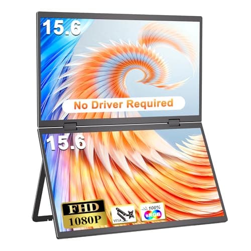 CUIUIC Dual Portable Monitor, 15.6" 1080P FHD IPS Folding Stacked Triple Laptop Screen Extender, USB-C Plug & Play Travel Extended Computer Display for Laptop PC Windows Mac w/Stand & VESA Mountable