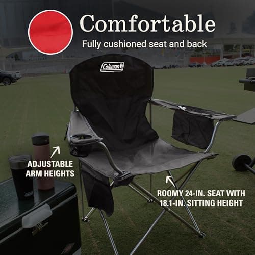Coleman Portable Camping Chair with 4-Can Cooler, Cushioned Seat & Back with Side Pockets & Cup Holder, Carry Bag Included, Great for Camping, Tailgating, Firepits, Patio, & More 7