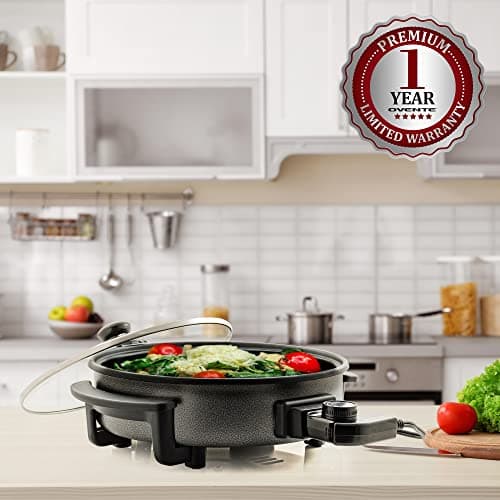 OVENTE 11.5-Inch Electric Skillet & Frying Pan, 1400W Nonstick Cooking Pan with Adjustable Temperature Control, Tempered Glass Lid with Steam Vent, Cool-Touch Handles, Easy-Clean Black SK11112B 8