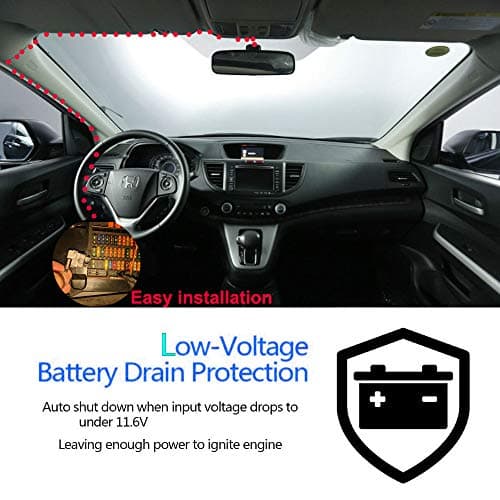 Gebildet Dash Cam Hardwire Kit Mini USB,10ft 12V-24V to 5V Low Voltage Protection ACN/ACS/ACU Add a Circuit Fuse Holders (Right Angle Mini USB+Fuse kit) 5