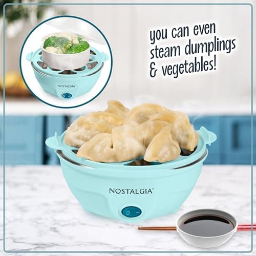 Nostalgia Retro Electric Large Hard-Boiled Egg Cooker, 7 Capacity, Poached, Scrambled, Omelets, Whites, Sandwiches, for Keto & Low-Carb Diets, Aqua 5