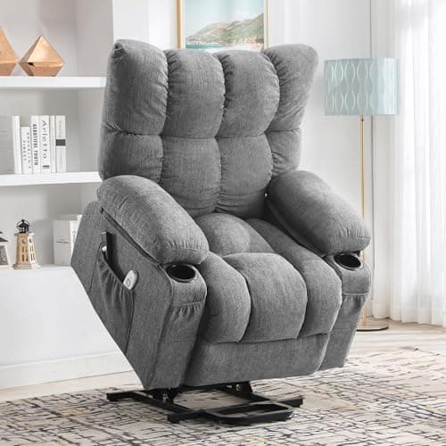 KWKSV Power Lift Recliner Chair for Elderly with Vibration Massage and Lumbar Heating Electric Recliner Sofa with Cup Holders and USB Charge Port for Living Room Comfort 9