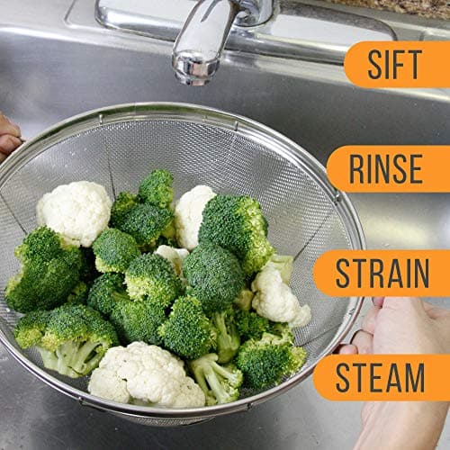 U.S. Kitchen Supply Set of 3 Stainless Steel Colander Strainers Net Baskets 5, 4, & 3-Quart - Colander with Handles & Resting Base - Stainless Steel Sieve, Mesh Strainers and Colanders for Kitchen 6