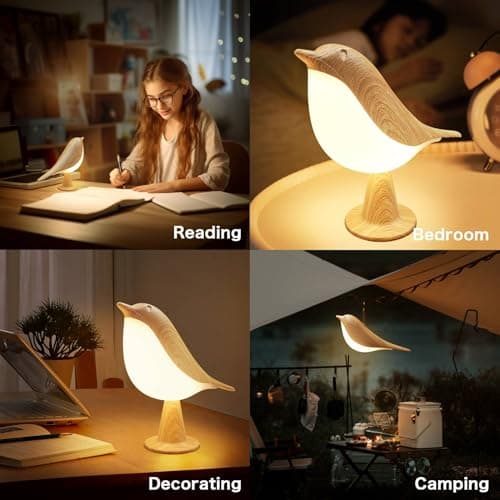 VViN 2 in 1 Small Desk Lamp, Bird Cordless Table Lamp with 3 Color Temperature Dimmer and Touch Sensor - Rechargeable Battery Night Light for Kids, Bedroom, Bedside, and Outdoor Use 6