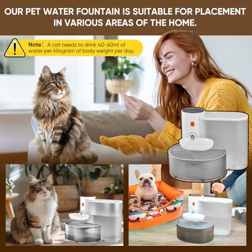 Automatic Pet Water Fountain,2025 Upgraded Smart Pet Water Fountain No Filter,Cat Water Dispenser Wireless Pour-Over,3L/106oz Ultra-Quiet Design,Pet Gravity Water Dispenser for Cat, Dog 9