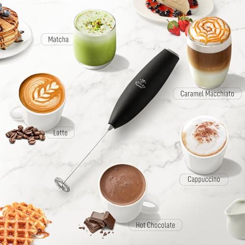Zulay Kitchen Milk Frother Handheld Electric Whisk – Frother Wand, Durable Drink Mixer, Stainless Steel Whisk, Coffee Frother, Hand Blender, Frother for Protein Powder, Lattes, Matcha & More - Black 5