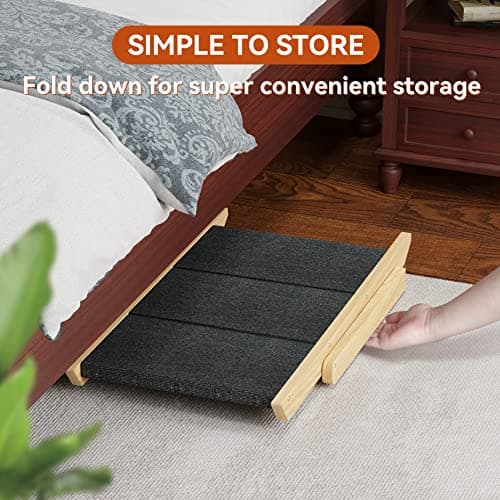 RunLexi Pet Stairs/Steps, Medium Dogs Steps for High Beds, Sofa, Couch, Car, 2-in-1 Foldable Wood Dog Ramp with Non-Slip Pads, Safety, Durable Portable Dog/Cat Ladder Up to 110 lbs, 3 Steps 6