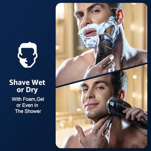 IPX6 Waterproof Electric Razor for Men, Fast Charge 1.5H with 4D Flex Blades & Pop-Up Trimmer, Rechargeable Shaver for Sensitive Skin, Travel Grooming Kit 5