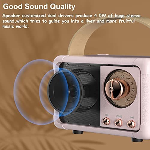 Baolira Retro Bluetooth Speaker, Portable Wireless Speaker with Crystal Clear Stereo Sound Rich Bass, Vintage Decor, Birthday Gifts for Women Teenage (Beige) 5