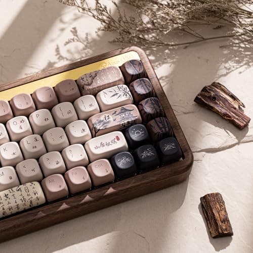 Akko Mechanical Gaming Keyboard with Walnut Wooden Case, MU01 Mountain Seclusion 65% 68-Key RGB 2.4G Wireless/Bluetooth/Wired Hot-swappable Keyboard with PBT Dye-Sub Keycaps for Mac & Win 7