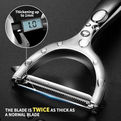 MAD SHARK Ultra Sharp Vegetable Peelers for Kitchen 10 Years No Rust Stainless Steel Serrated Potato Peeler Easy to Use Y Peeler with Durable Non-Slip Ergonomic Grips for Carrots, Fruits, Veggie 2