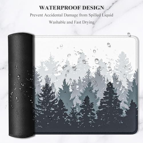 Auhoahsil Large Gaming Mouse Pad, Forest Theme XXL 35.4 x 15.7 in Desk Pad Stitched Non-Slip Rubber Long Computer Mousepad Thin Extended Full Size Desk Mat for Desktop, Laptop, Wireless Mice, White 6