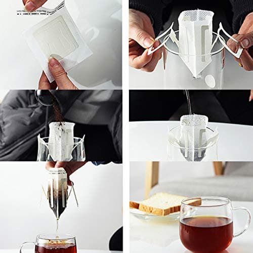 Ayevision 100Pcs Portable Coffee Filter Paper Hanging Ear Drip Coffee Bag Single Serve Disposable Drip Coffee Filter Perfect for Travel, Camping, Home, Office 5