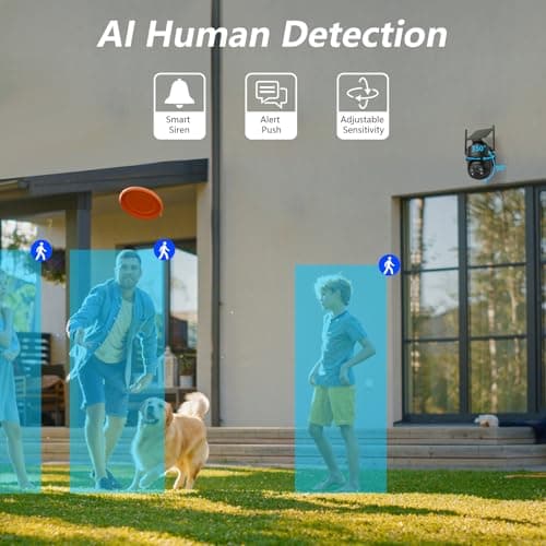 GALAYOU 2K Security Cameras Wireless Outdoor-360° PTZ Cameras for Home Security with Solar Panel/Battery Powered, Night Vision, Two-Way Audio, PIR Sensor, Works with Alexa, R1 4P Black (2.4Ghz Only) 5