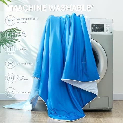 Elegear Cooling Comforter Queen Size Absorb Body Heat to Keep Cool, Double-Sided Cooling Blanket for Hot Sleeper Arc-Chill Cool Fabric Q-Max>0.5, Lightweight Summer Comforter Ice Blanket,Gradient Blue 8
