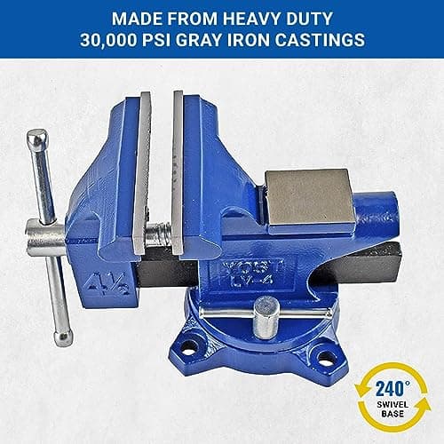 Yost Vises LV-4 Homeowner's Vise | 4.5 Inch Jaw Width with a 3 Inch Jaw Opening Home Vise | Secure Grip with Swivel Base | Blue 5