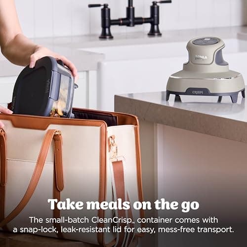 Ninja Crispi 4-in-1 Glass Air Fryer | 450°F | Non-Toxic | 4QT & 6-Cup Glass Containers w/Lids | Microwave, Freezer, Dishwasher Safe | Max Crisp, Air Fry, Bake, Recrisp | Stone | FN101ST 10