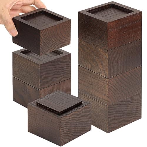 FASONLA Bed Risers (Set of 8) Furniture Risers Lifts Height 2", Oak Solid Wooden Risers for Bed, Furniture, Table, Sofa, Chair Risers with Non-Slip Recessed Hole (8pcs-2" Hight-Walnut Color)
